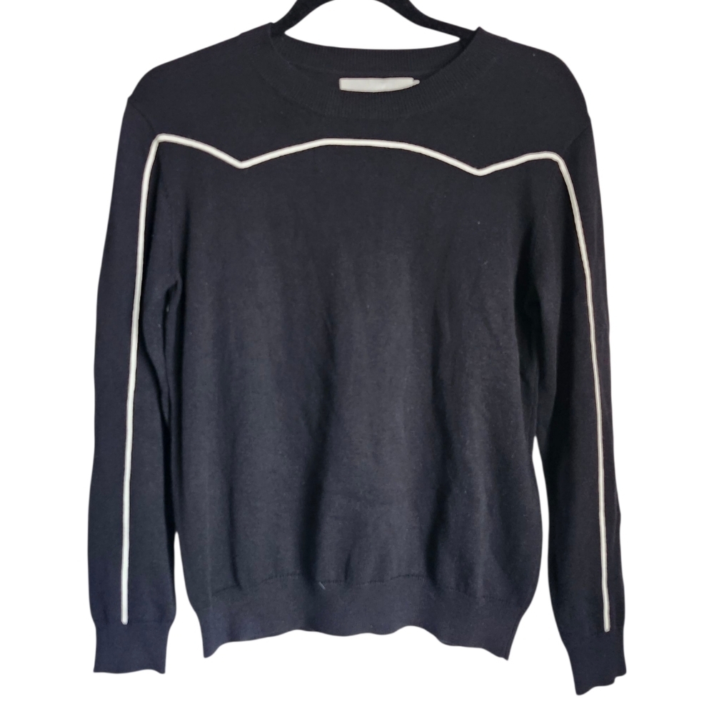 One Grey Day Cashmere Blend Sweater with White Piping
